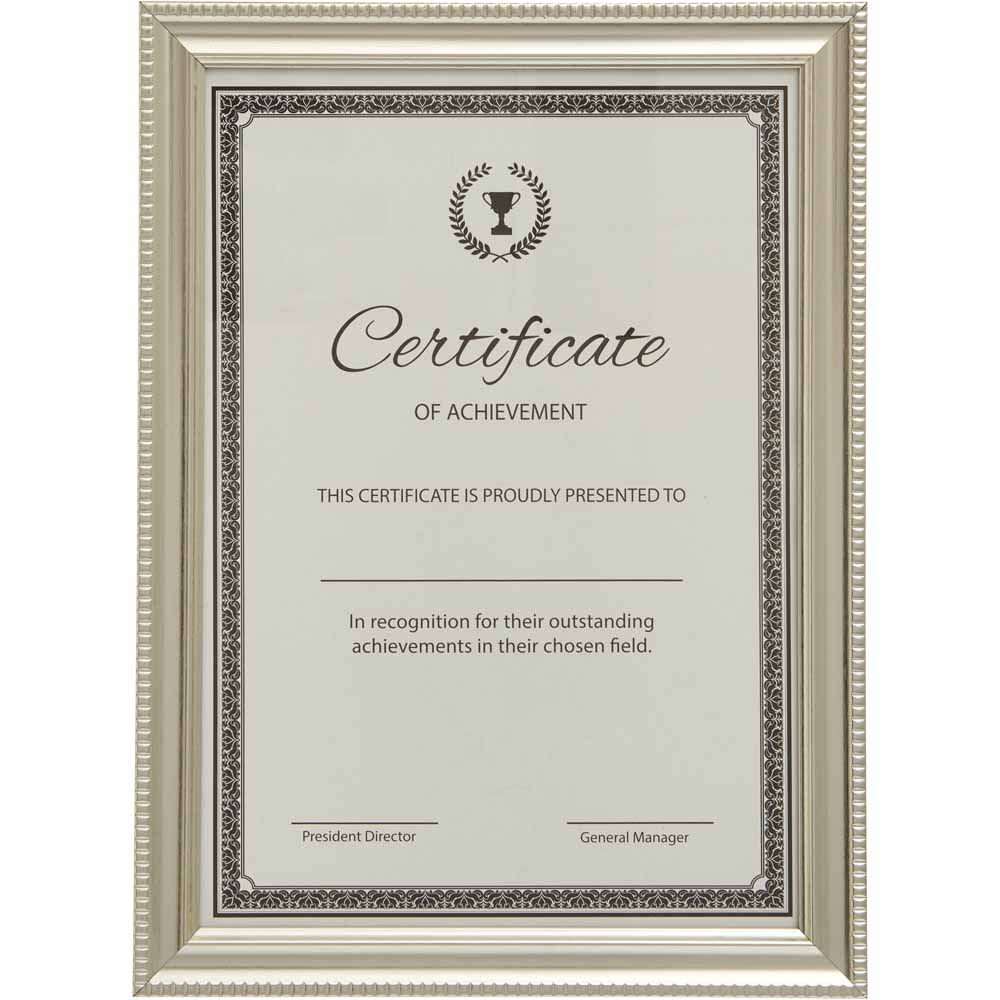 Wilko Silver Certificate Frame A4 Image 1