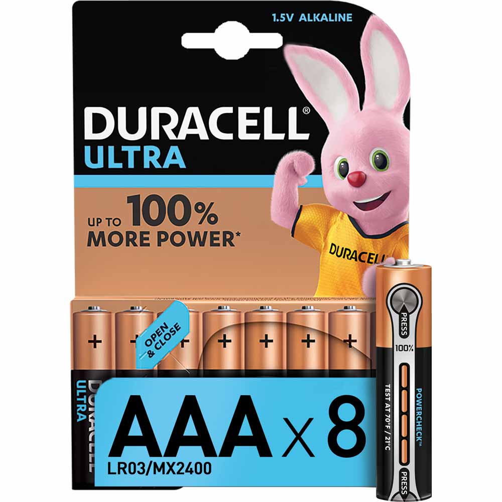 Duracell Ultra LR03 AAA 1.5V Alkaline Batteries 8 pack Image 1