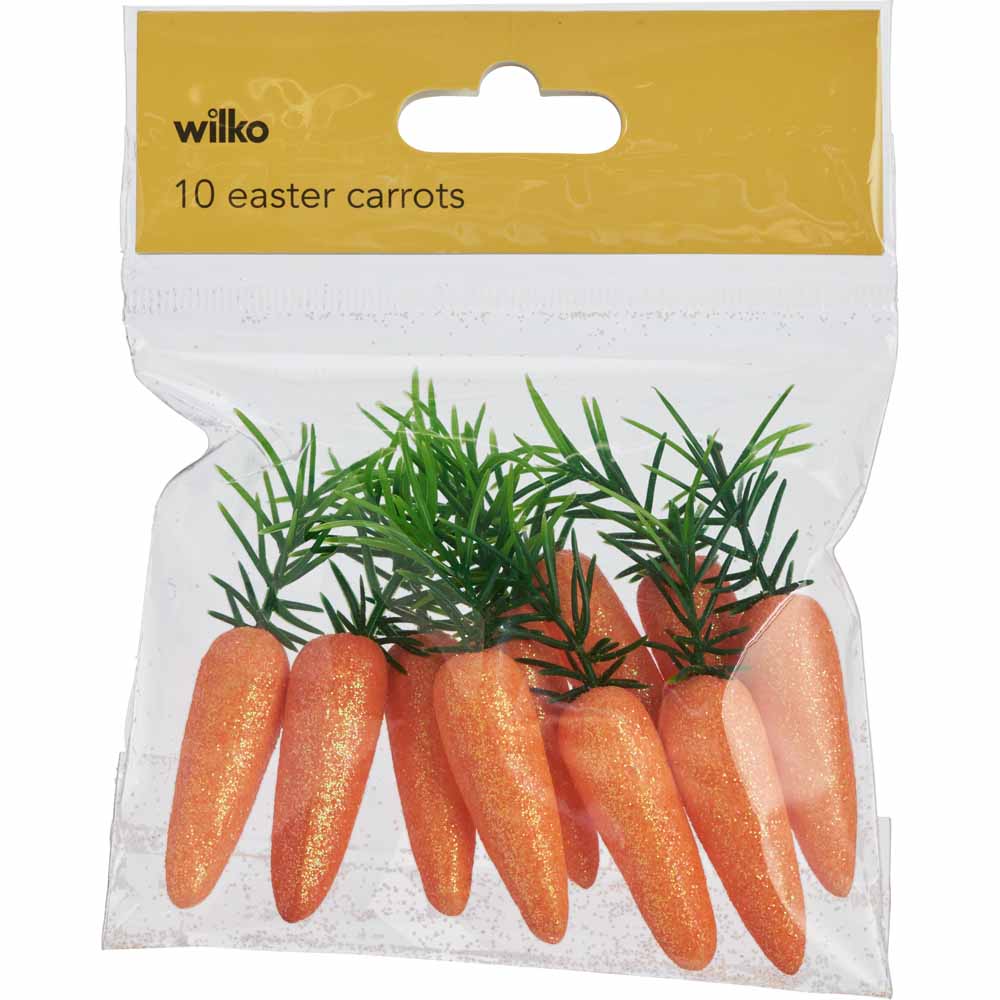 Wilko Easter Glitter Carrots 10pk Image 1