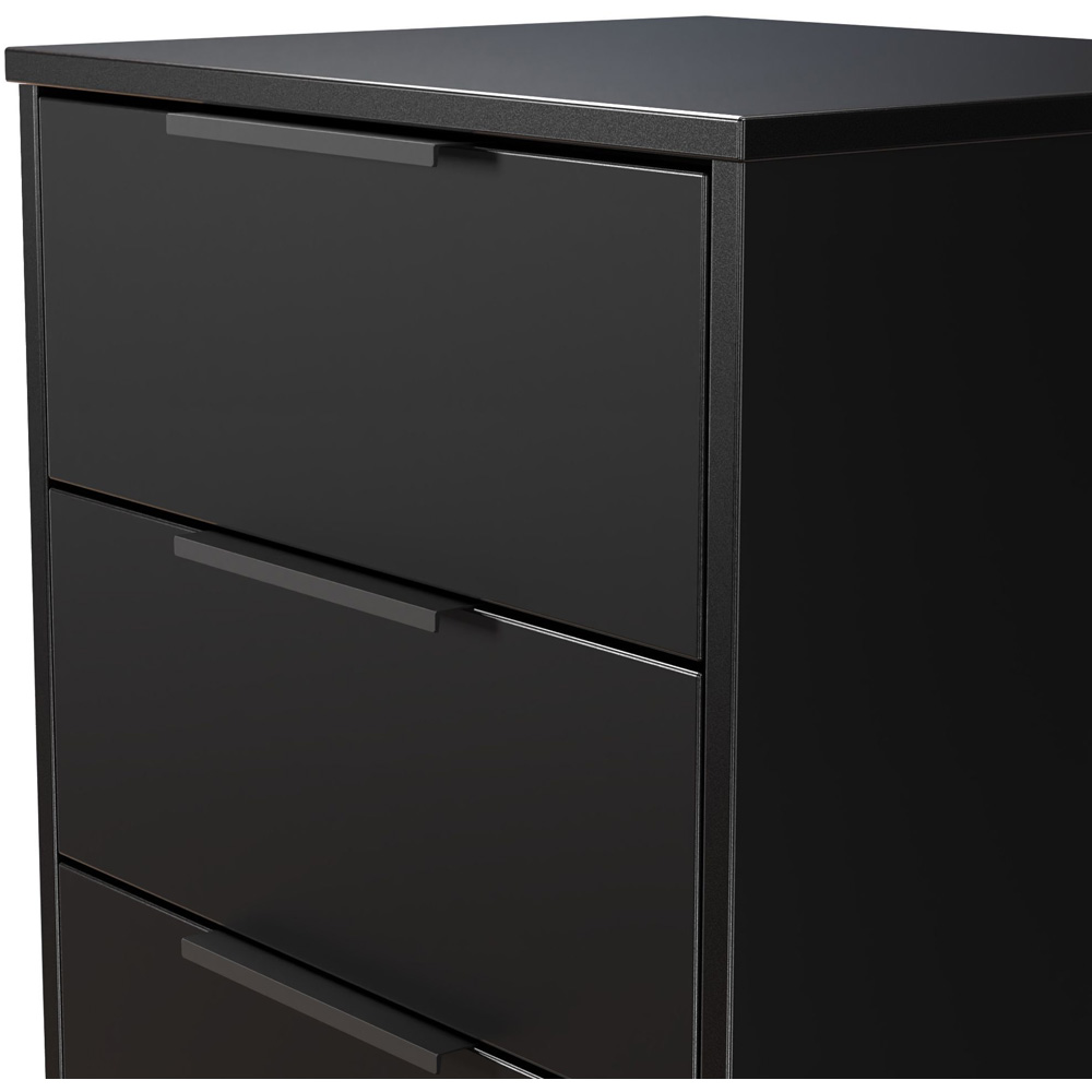 Crowndale Hong Kong 5 Drawer Matt Black Tall Bedside Cabinet Ready Assembled Image 5