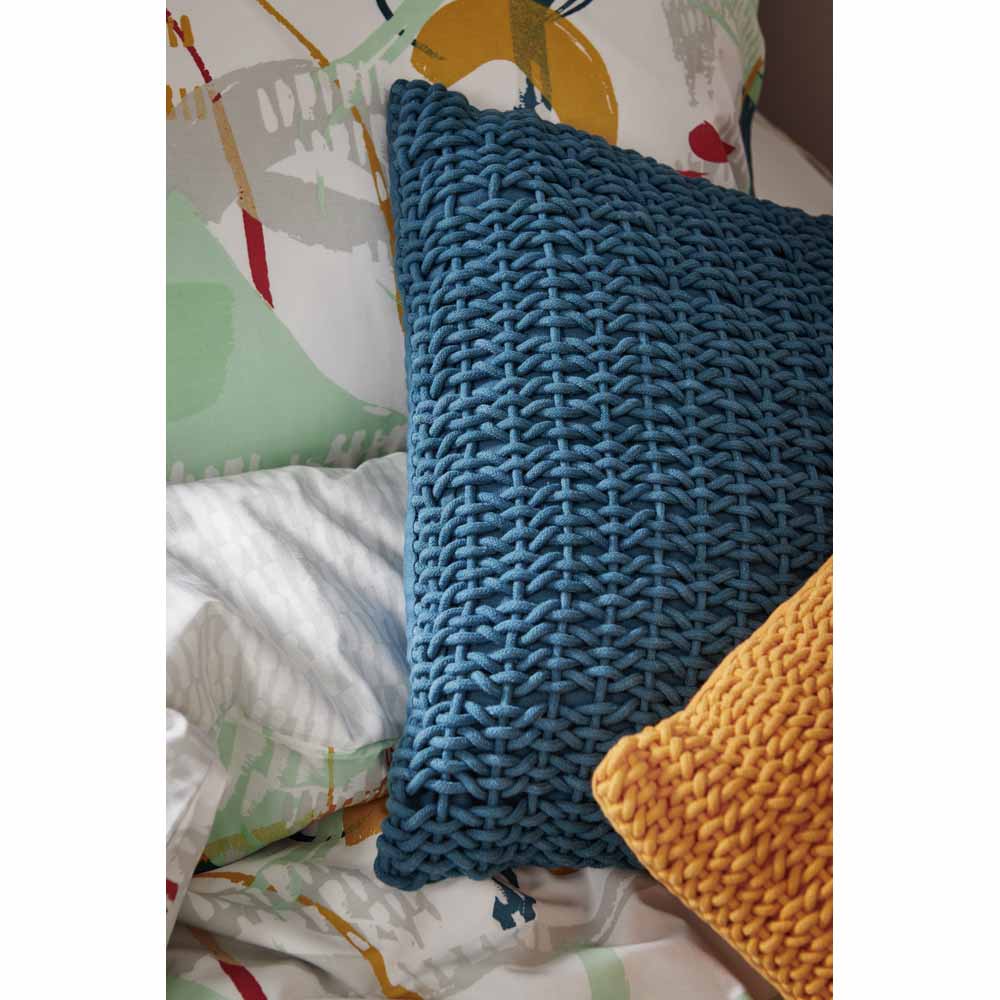 Wilko Chunky Knit Cushion Blue 46 x 46cm Wilko