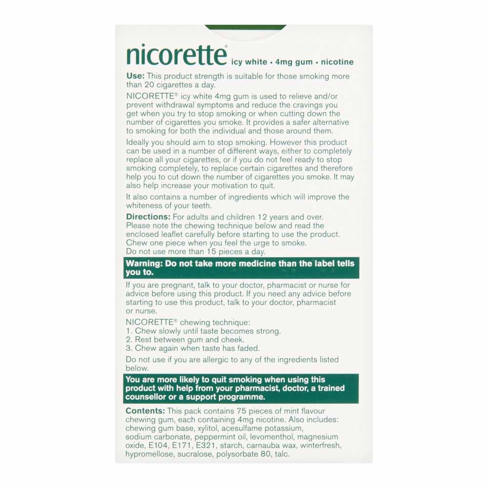 Nicorette Gum Icy White 4mg 75 Pack Image 2