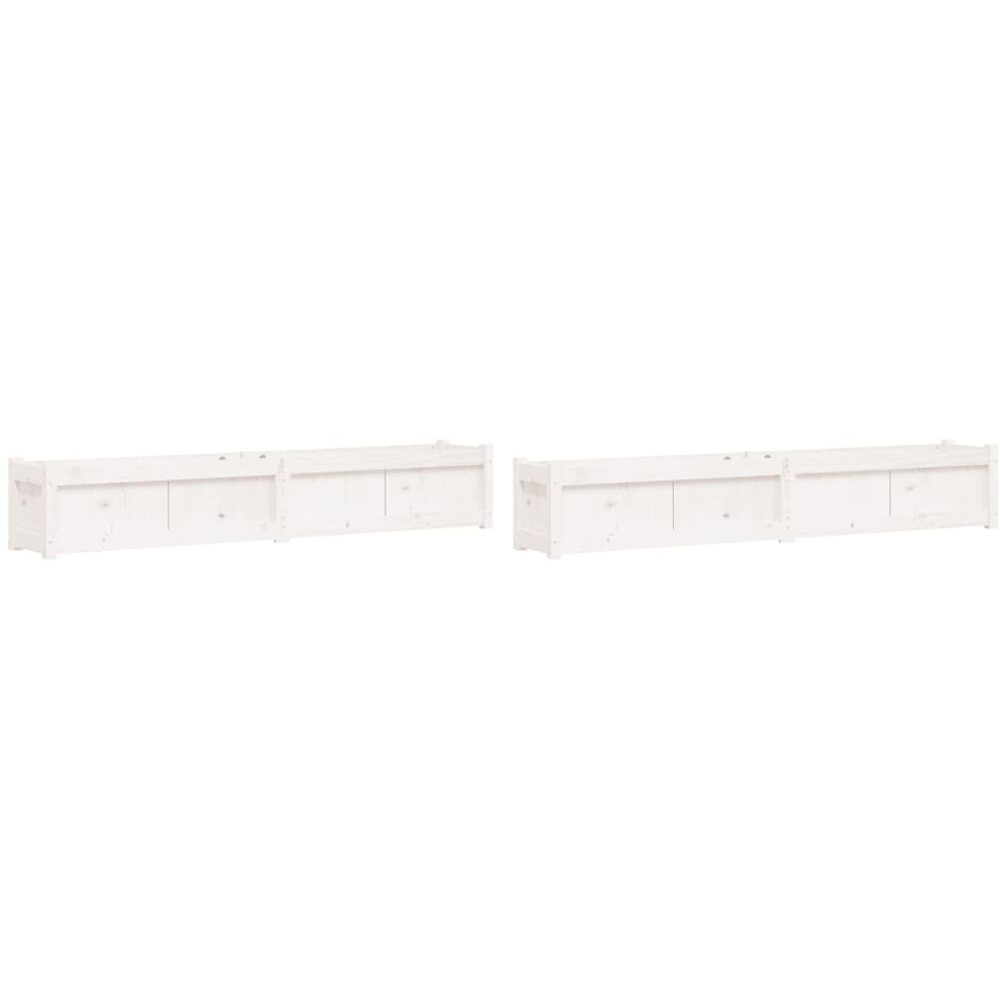 vidaXL White Solid Pine Wood Garden Planter 181 x 31 x 31cm 2 Pack Image 5