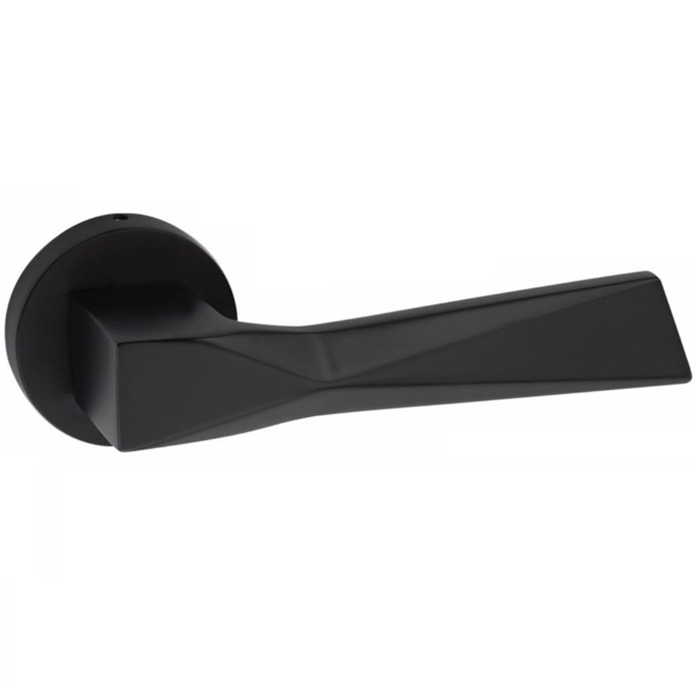 Golden Grace Matt Black Modern Lima Euro Lock Door Handle Set 70mm Image 3