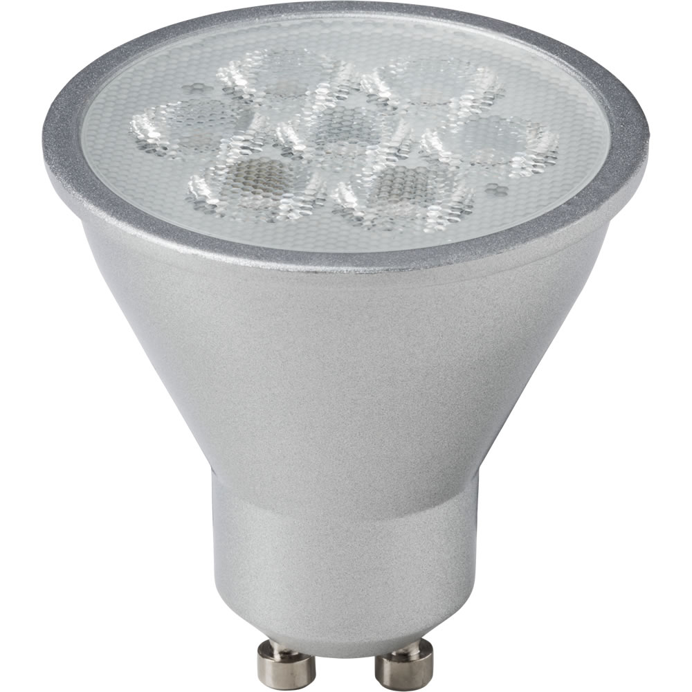 Wilko 1 pack GU10 LED 5W 345 Lumens Daylight Silver Light Bulb Image 1