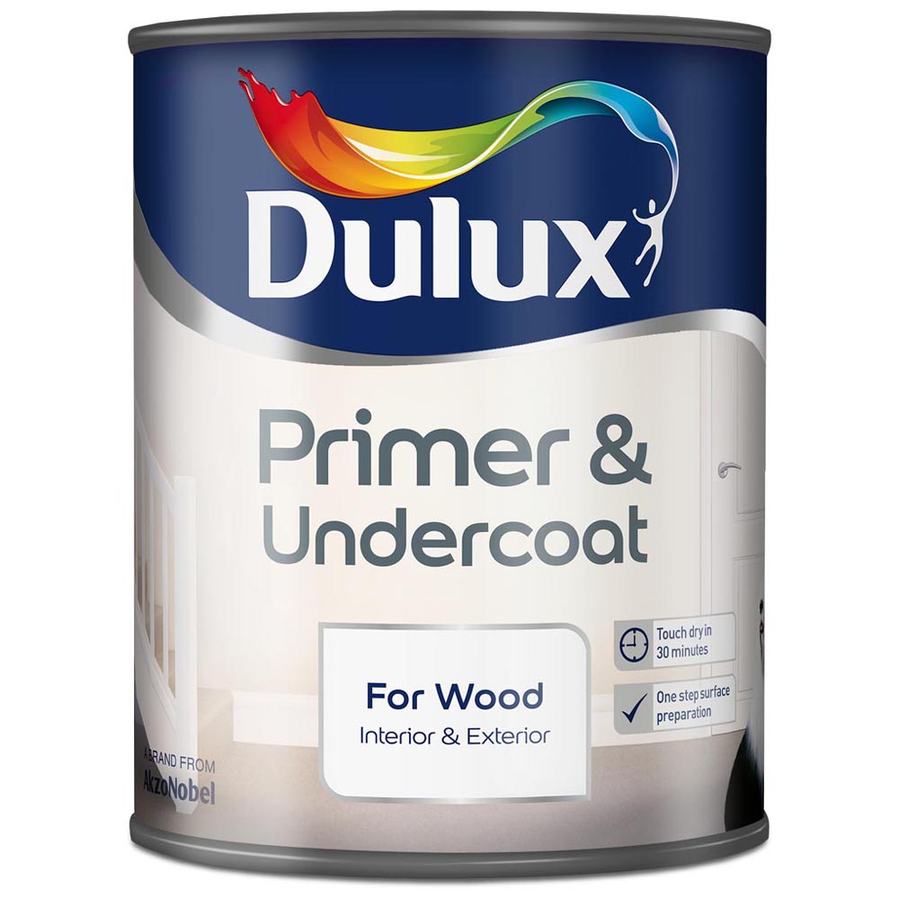Dulux White Wood Primer and Undercoat 750ml Image 2