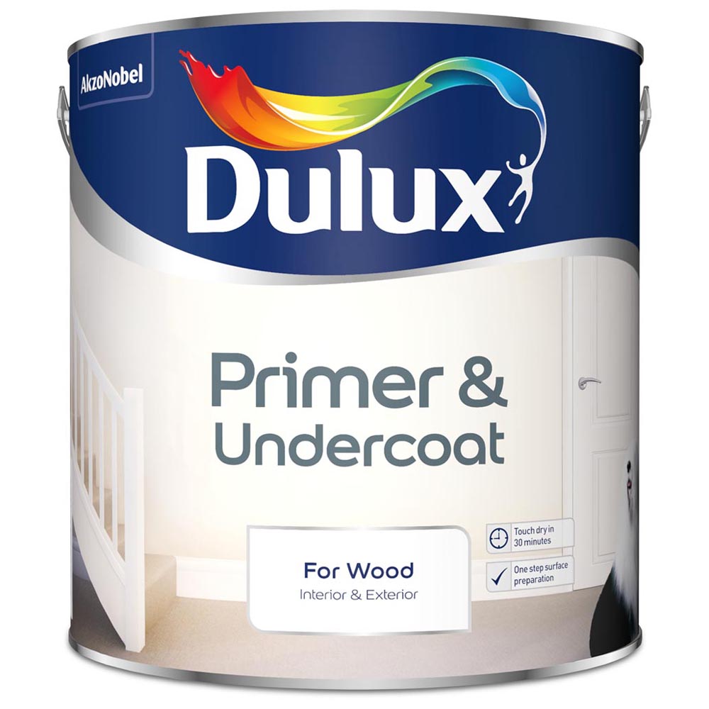 Dulux Wood Undercoat & Primer White Paint 2.5L Image 2
