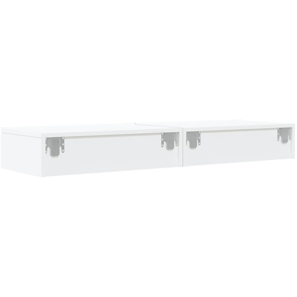 vidaXL Single Drawer White LED TV Cabinet Set of 2 Image 9