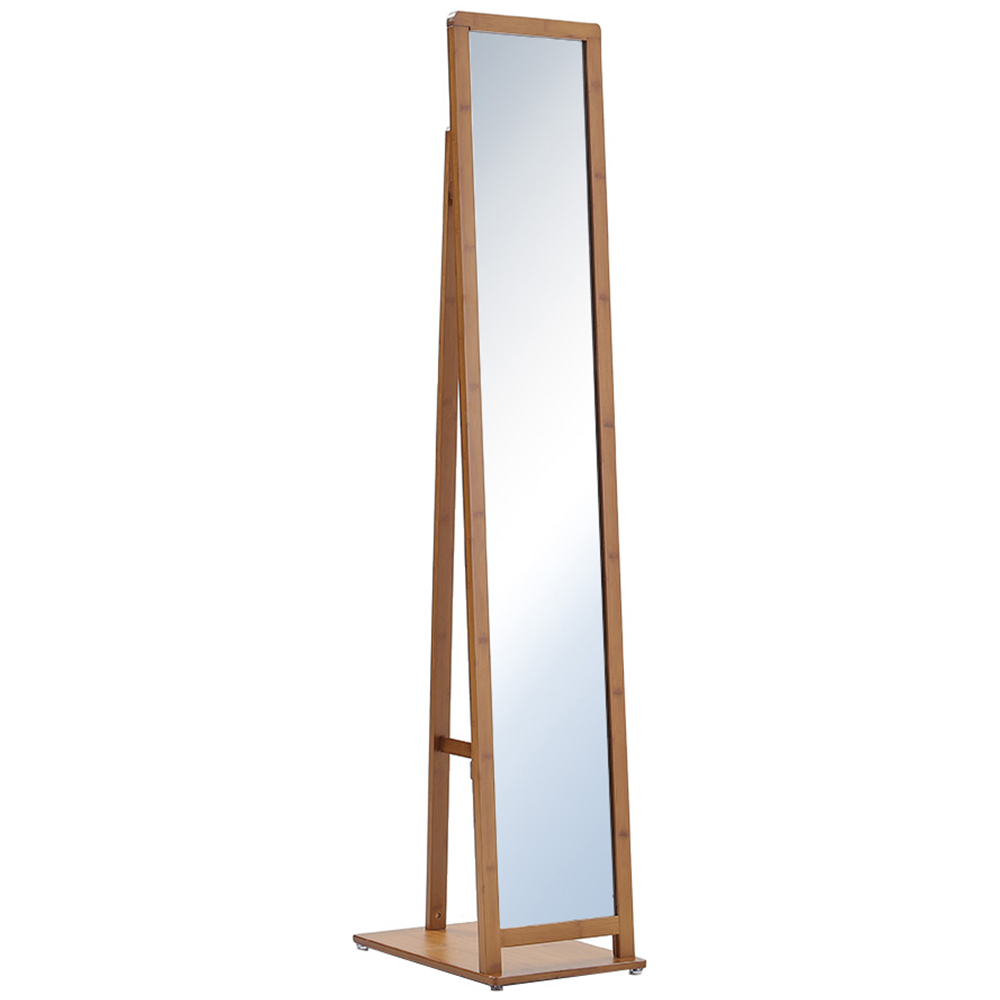 Living And Home Free Standing Full Length Mirror with Clothes Rack, Burlywood Image 3