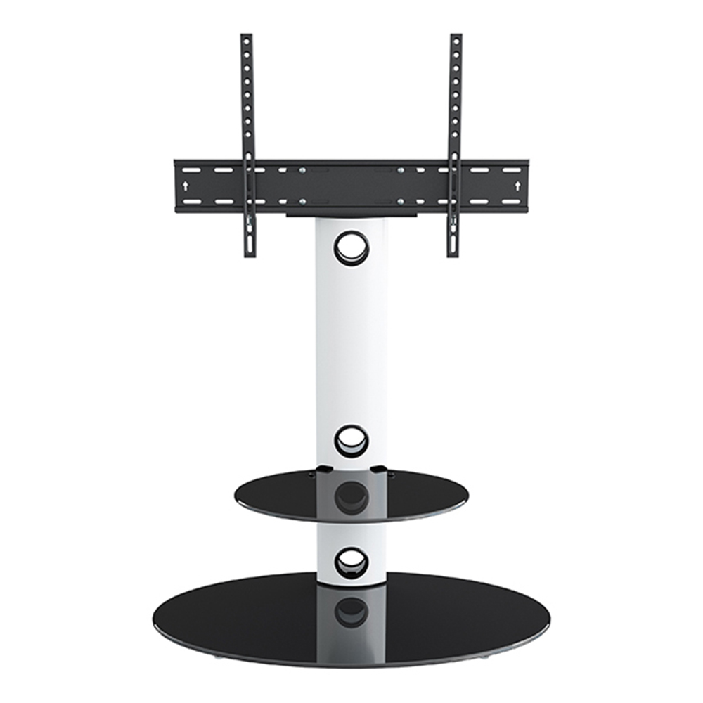 AVF Lugano Satin White and Black Glass Oval Pedestal TV Unit Image 5