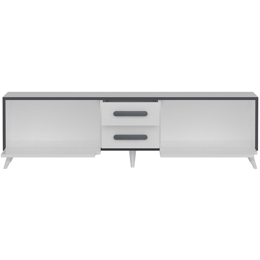Decorotika Tex 2 Drawers 2 Door White and Anthracite Wide TV Unit Image 2