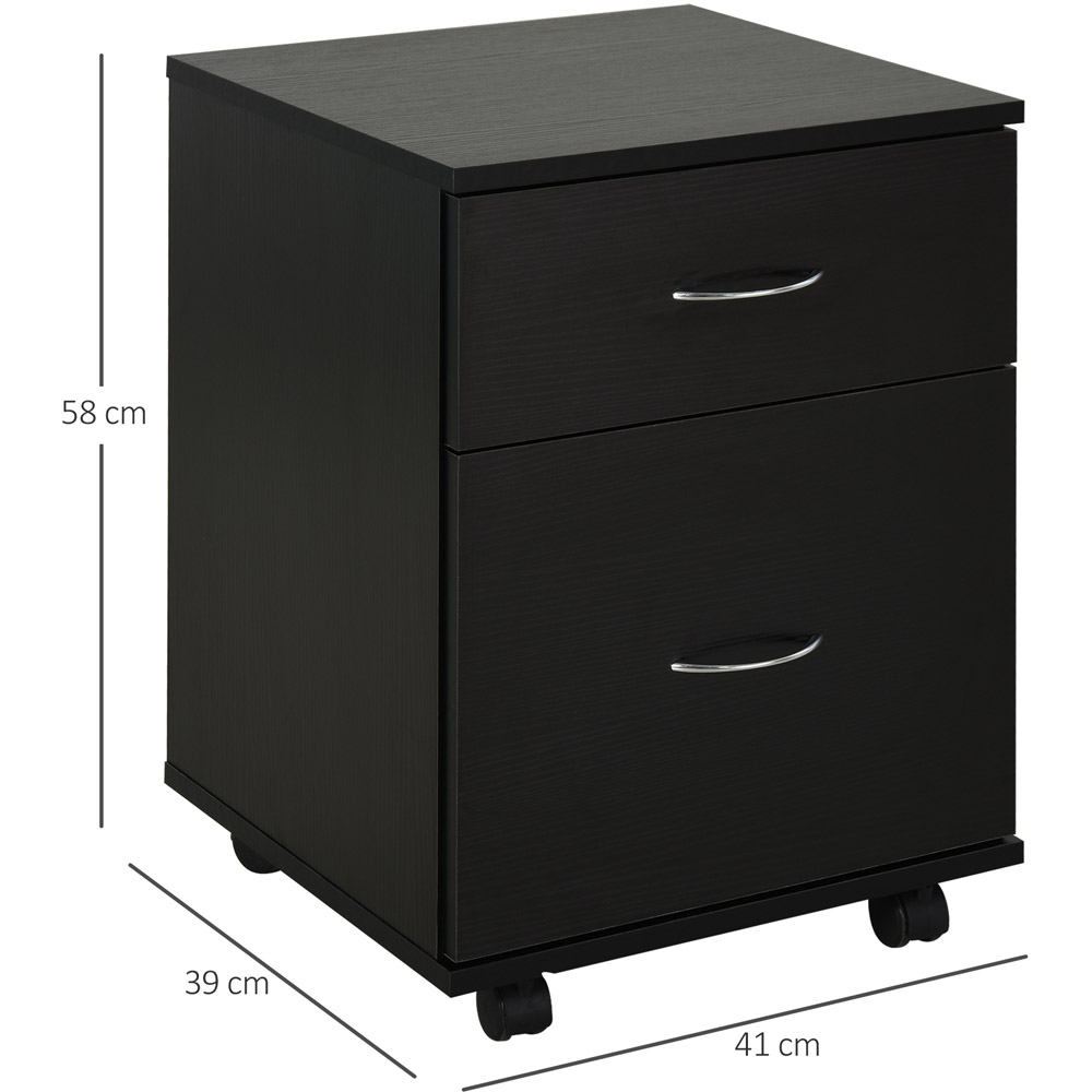 Portland Black 2-Drawer Mobile Cabinet Image 8