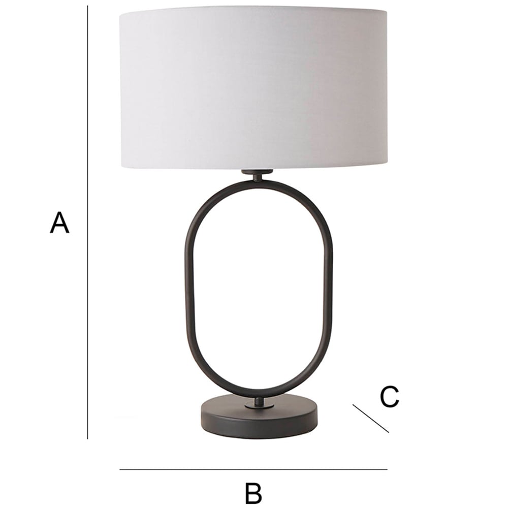 ValueLights Antonia Grey Fabric Drum Shade Matte Black Oval LED Table Lamp Image 7