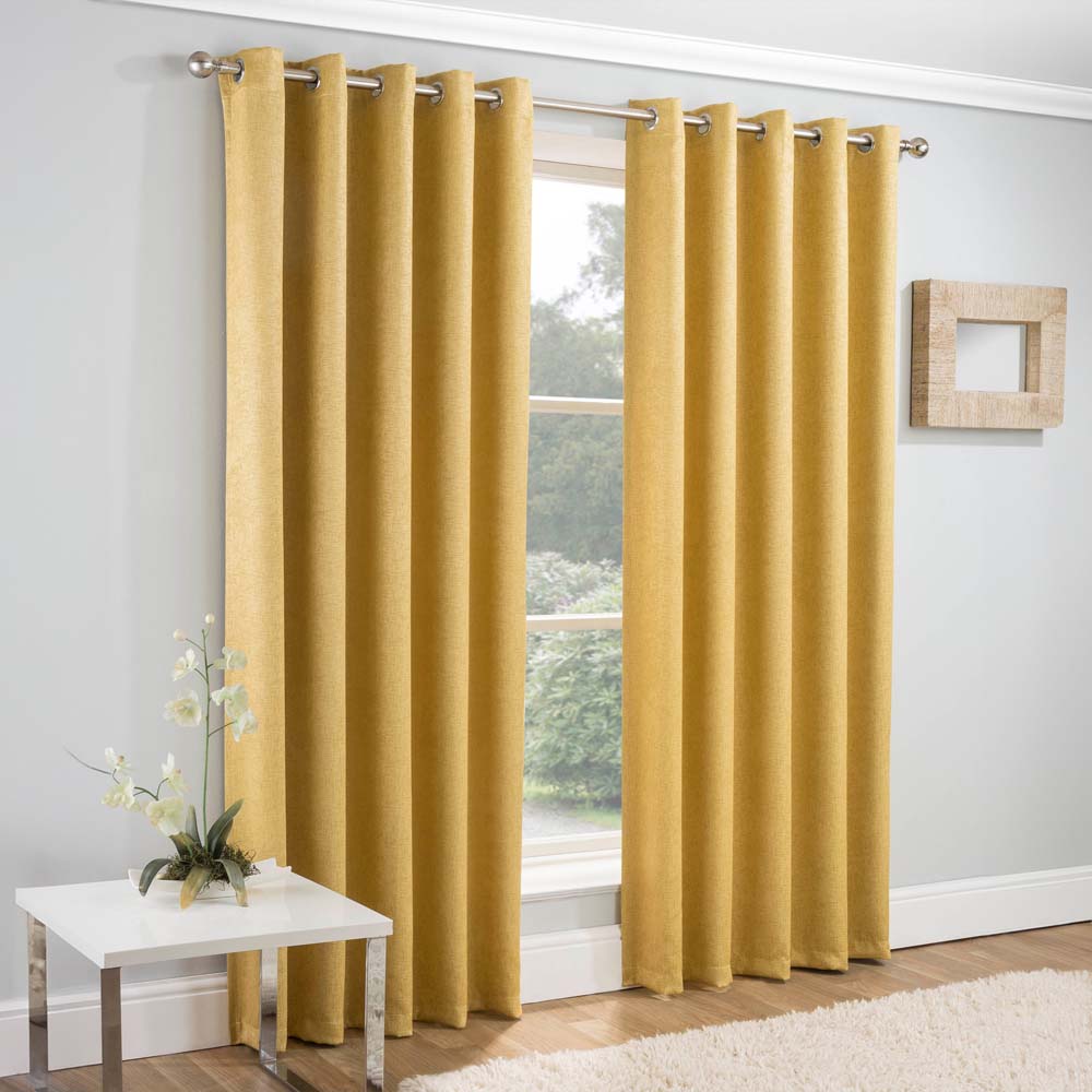 Enhanced Living Vogue Ochre Thermal Blackout Eyelet Readymade Curtains 168 x 137cm Image 1