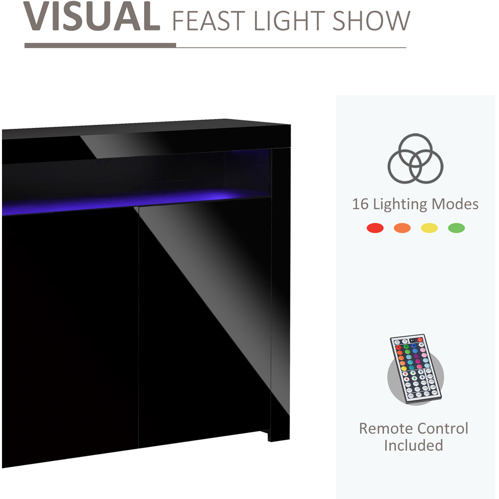 Portland Black High Gloss LED Sideboard with LED Light Image 5
