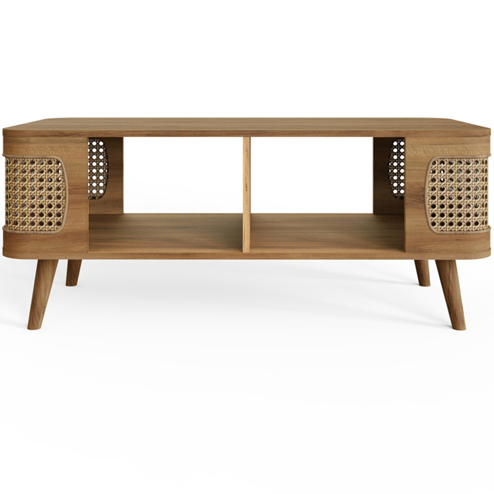 GFW Sorrel 2 Shelf Oak Rattan Coffee Table Image 3