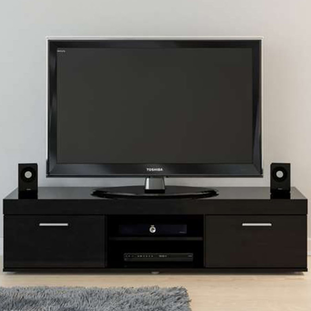 Edgeware 2 Door 2 Shelf Black TV Unit Image 1