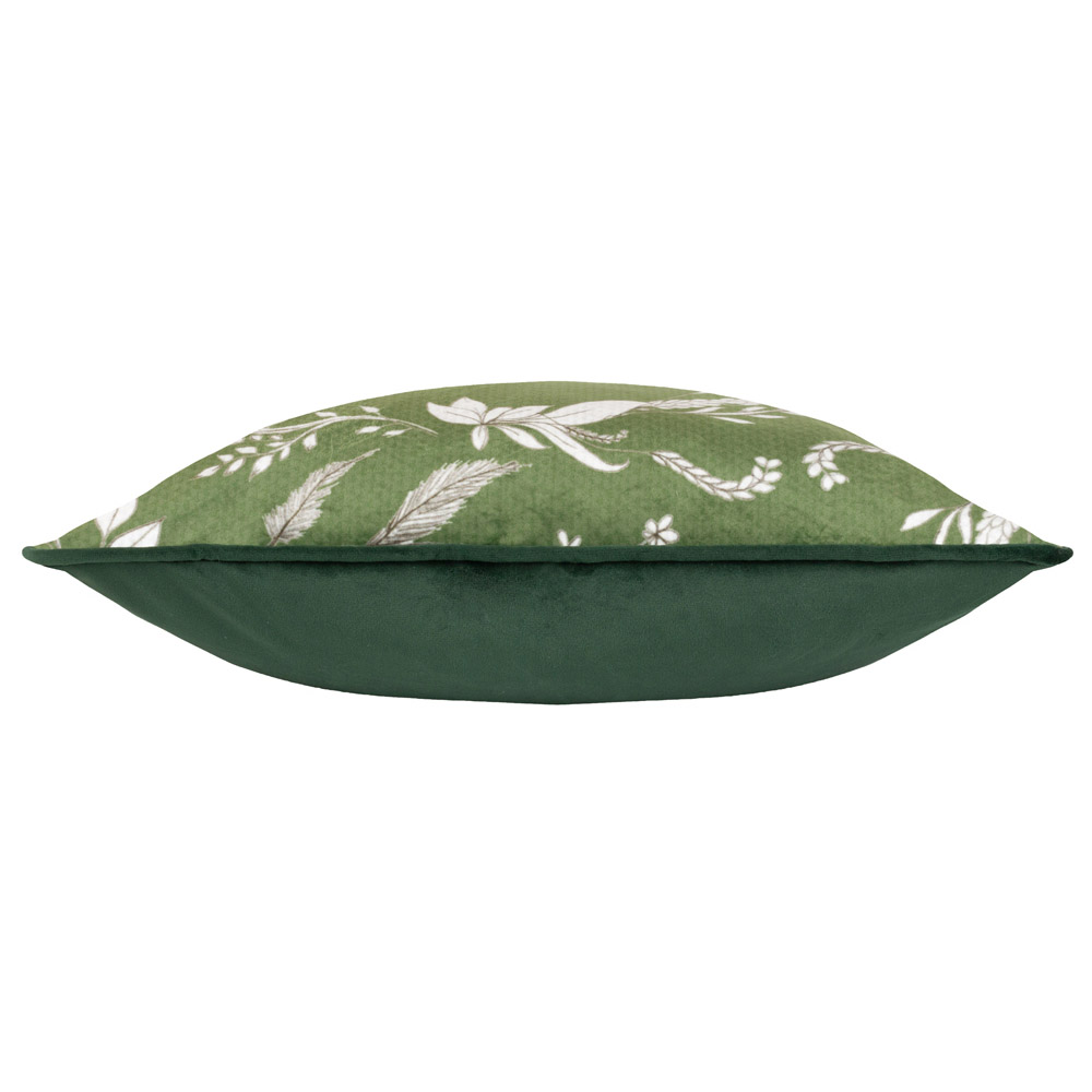 furn. Buckthorn Green Bear Velvet Piped Cushion Image 4