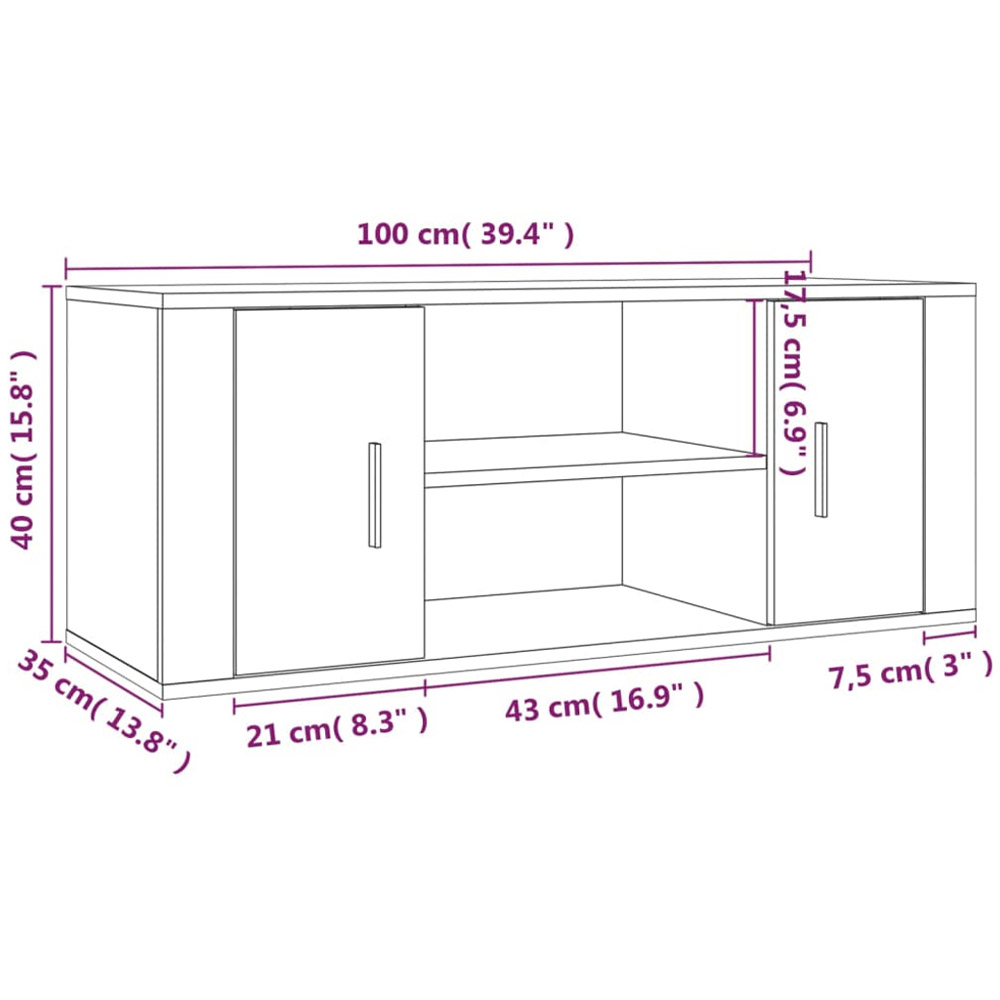 vidaXL 2 Door 2 Open Shelf Smoked Oak TV Cabinet Image 9