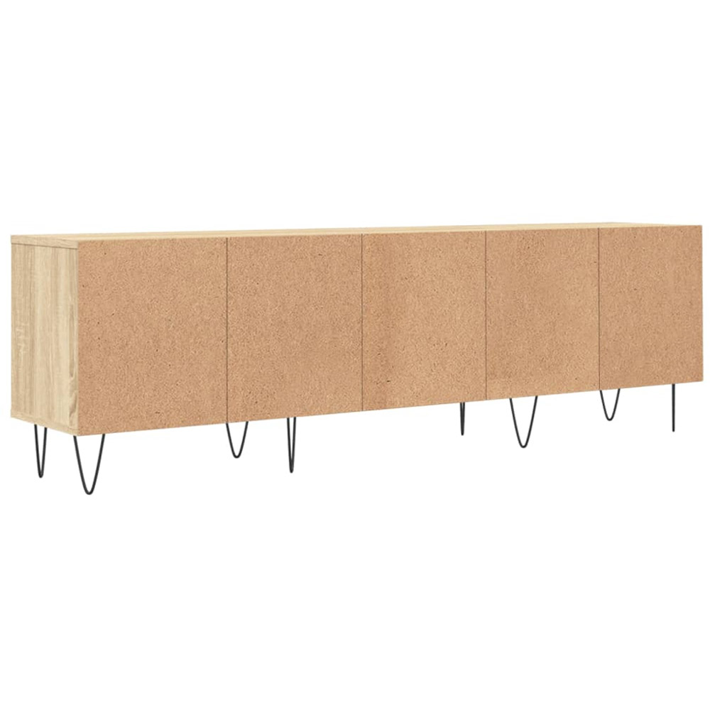 vidaXL 3 Drawer 3 Shelf Sonoma Oak TV Cabinet with Black Legs Image 8