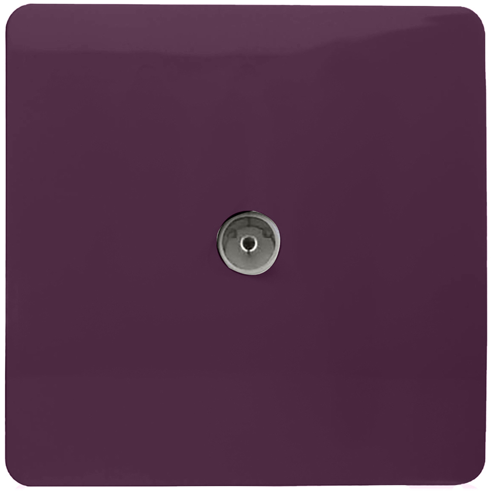 Trendi Switch 1 Gang Female Plum Purple Co-Axial Television Socket Image 1