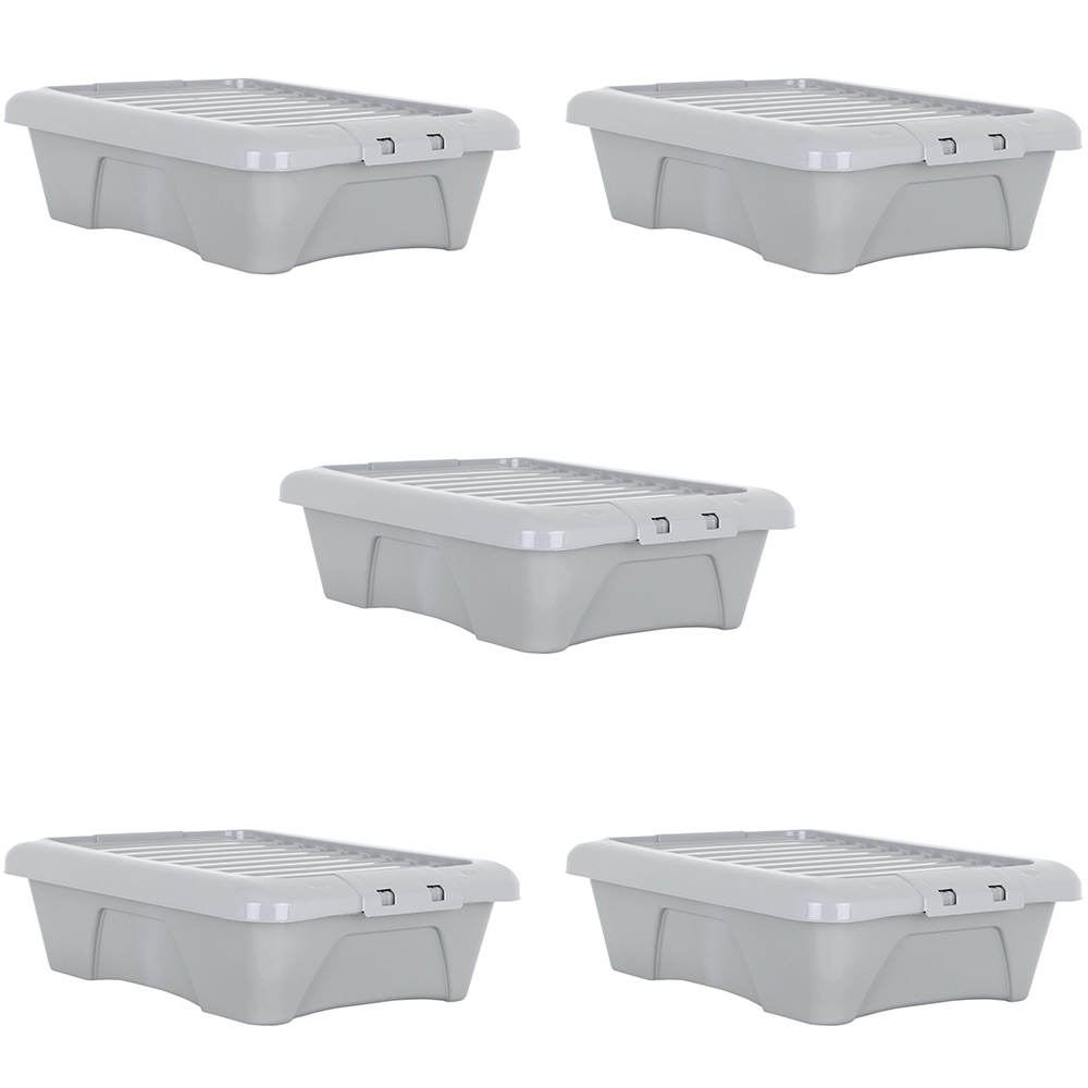 Wham 22L Grey Home Upcycle Storage Box with Lid 5 Pack Image 1