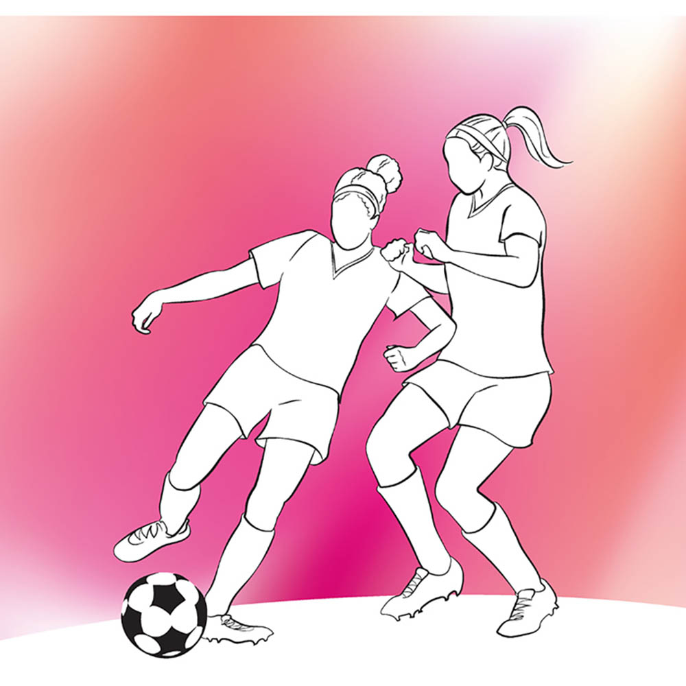 Origin Murals Girls Playing Football Pink Wall Mural Image 2