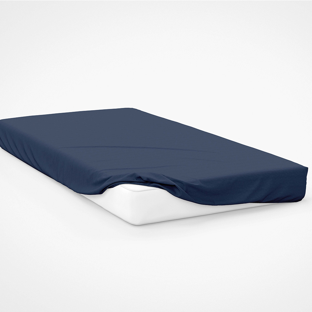 Serene Super King Navy Fitted Bed Sheet Image 2