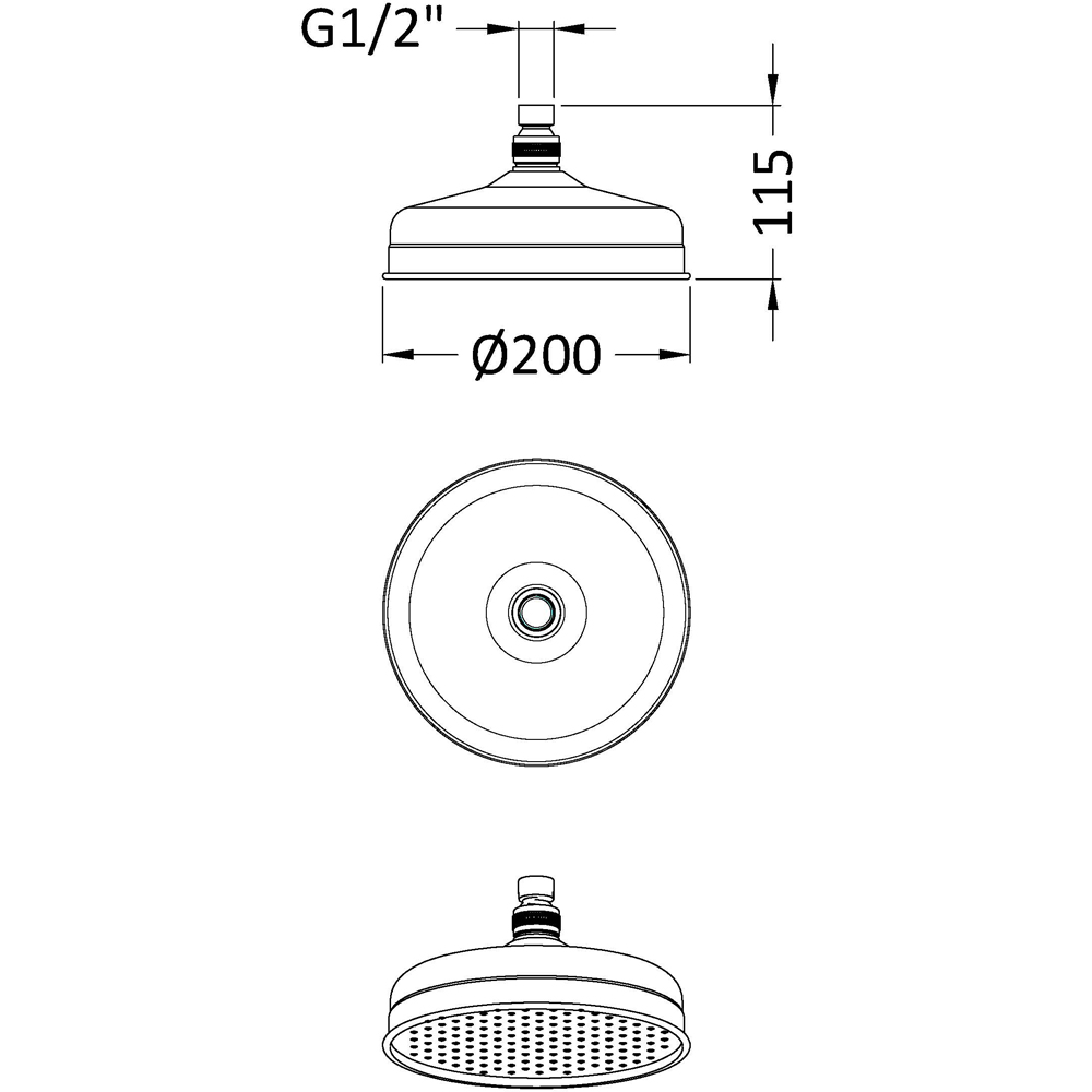 nuie Chrome Fixed Shower Head Image 4
