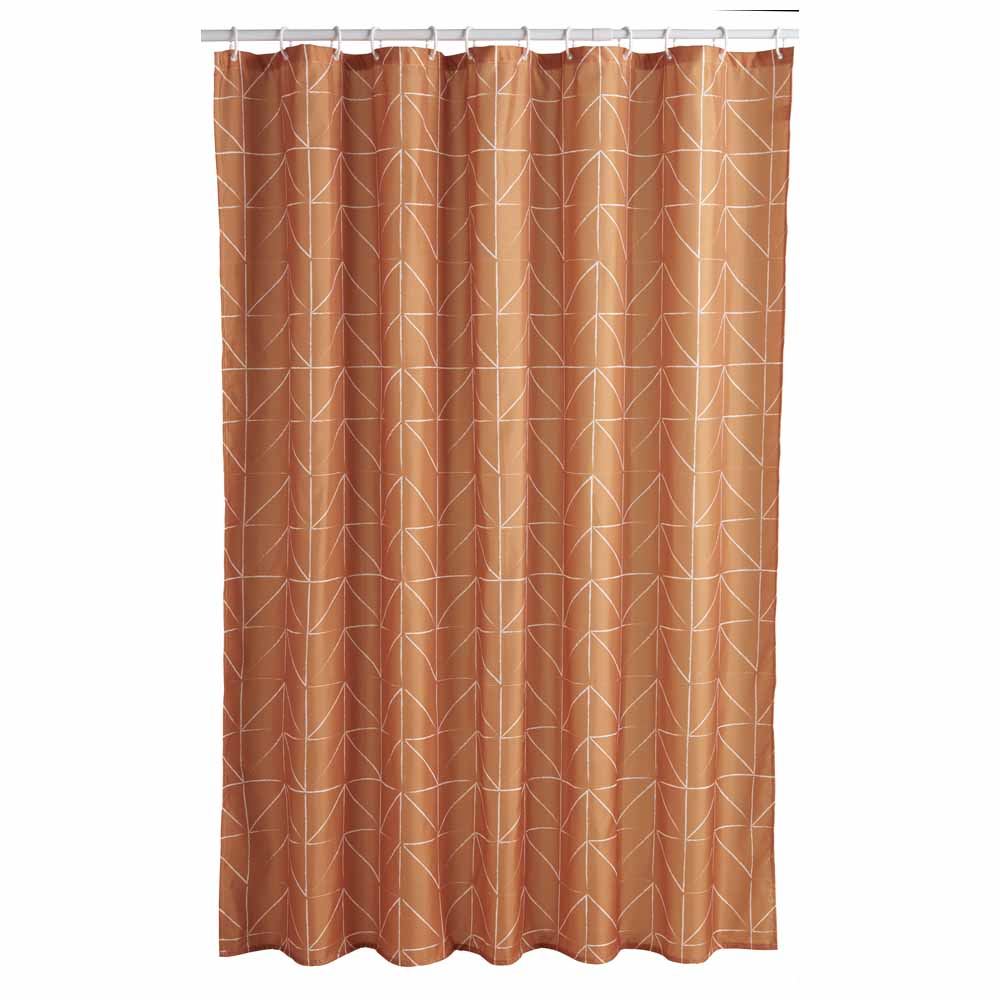 Wilko Triangle Print Shower Curtain Orange Wilko