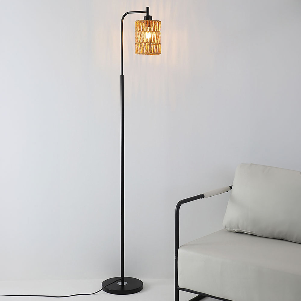 Living and Home Brown Cylindrical Shade Floor Lamp Image 7