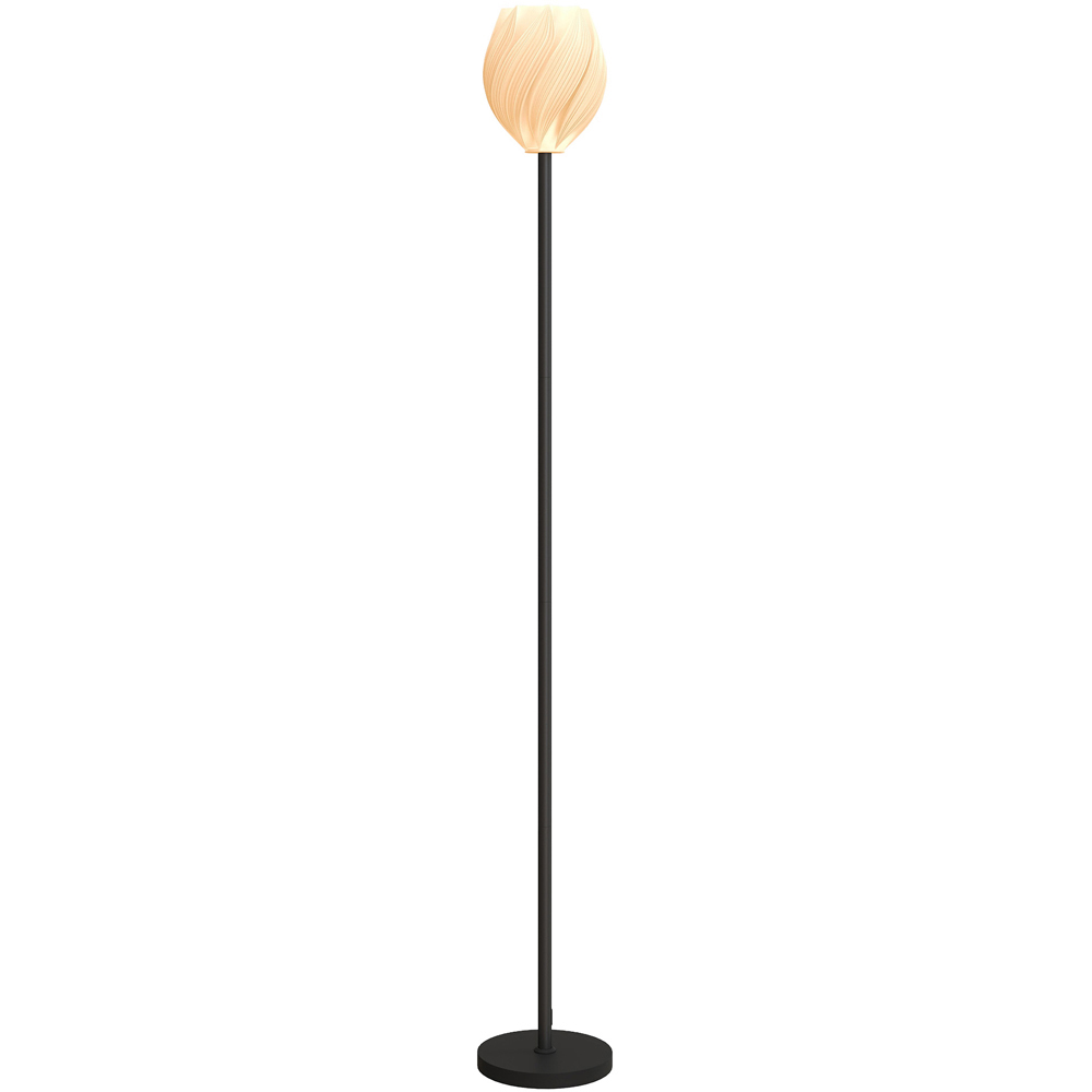 HOMCOM White 3D Printed Rose Shade Black Floor Lamp with 3 Colour Temperature Image 1