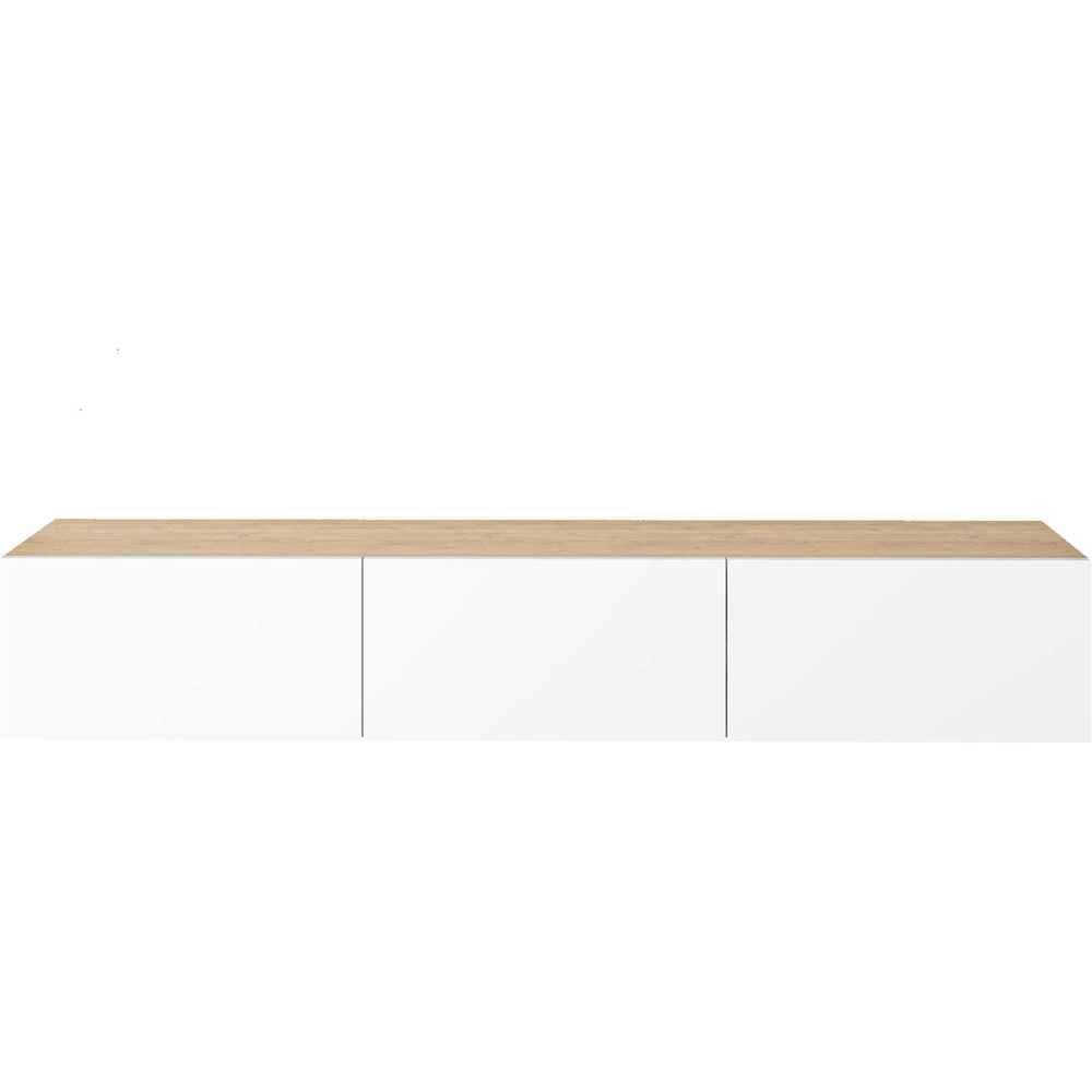 Decortie Francy Oak and White TV Stand with Storage Cabinet Image 2