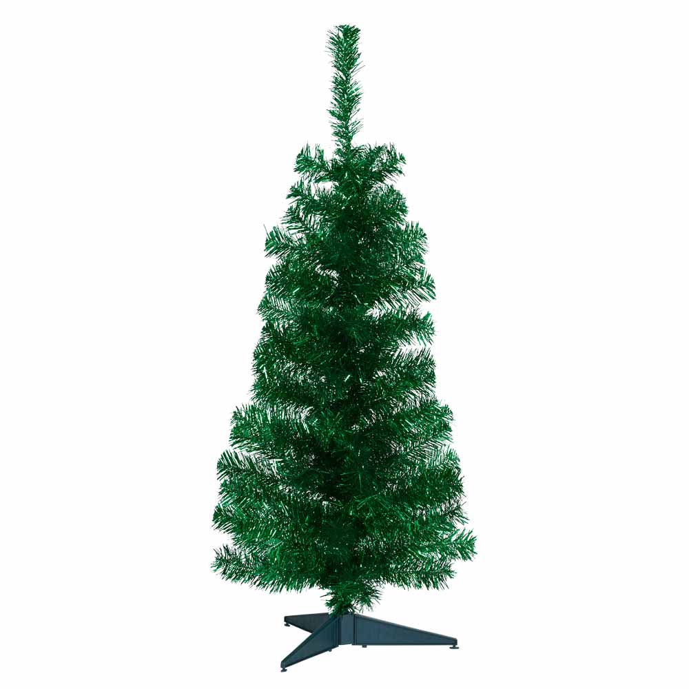 Wilko 3ft Green Tinsel Artificial Christmas Tree Wilko