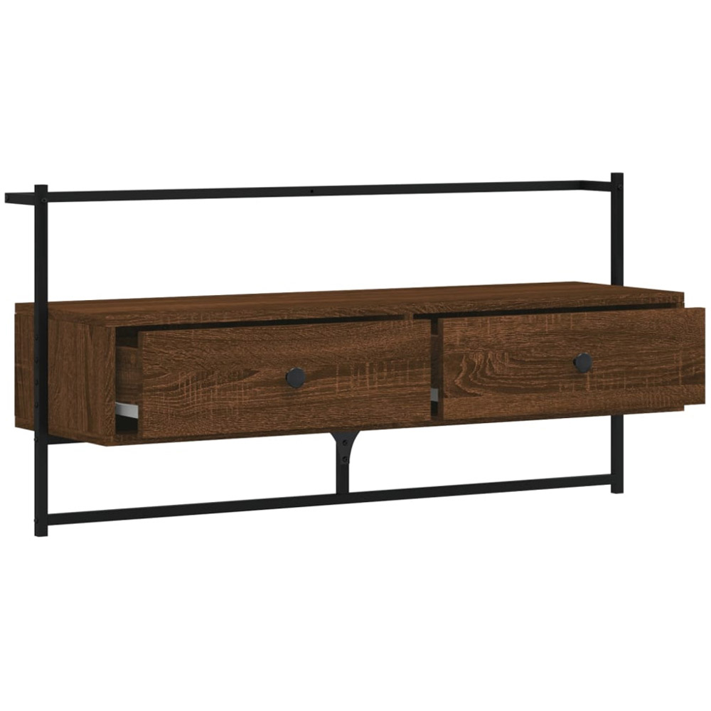 vidaXL 2 Drawer Brown Oak and Black TV Cabinet Image 6