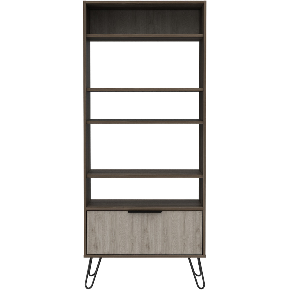 Core Products Nevada Single Door 5 Shelf Smoke Oak Effect Display Bookcase Image 3