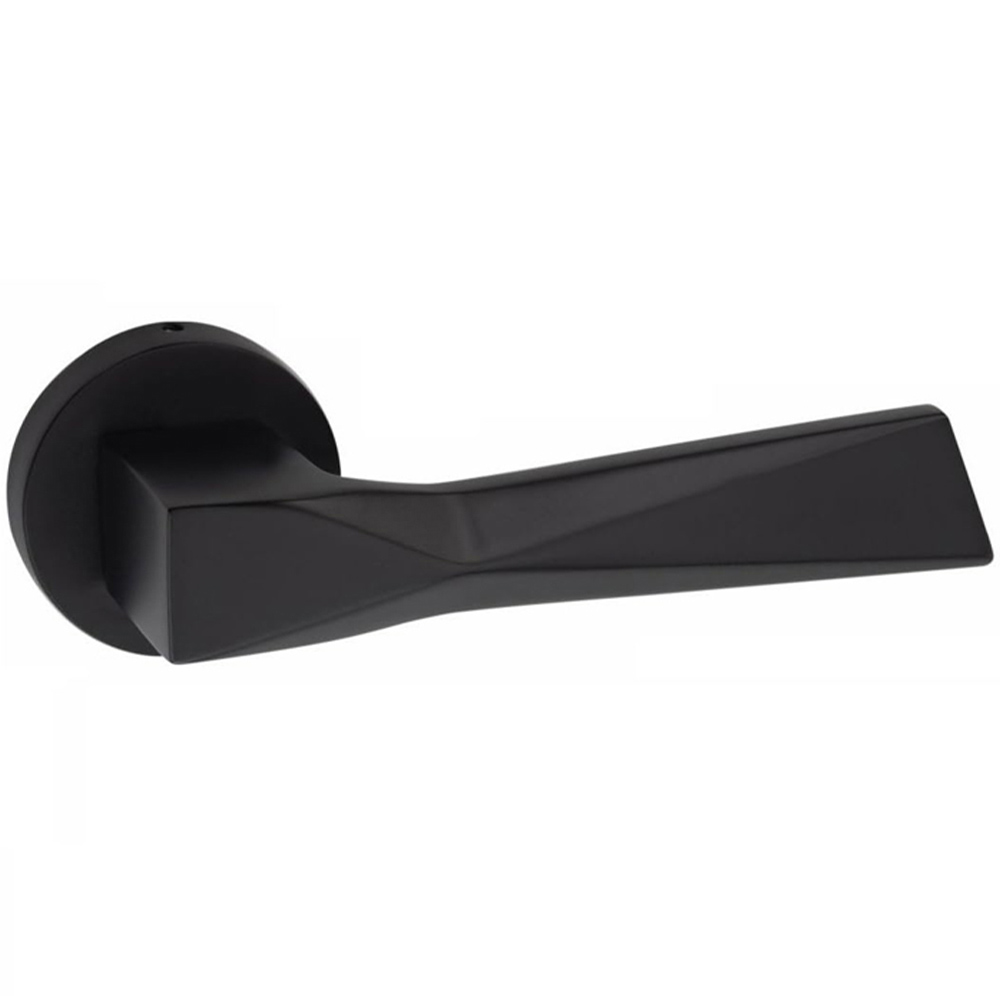 Golden Grace Matt Black Modern Lima Euro Lock Door Handle Set 70mm Image 3