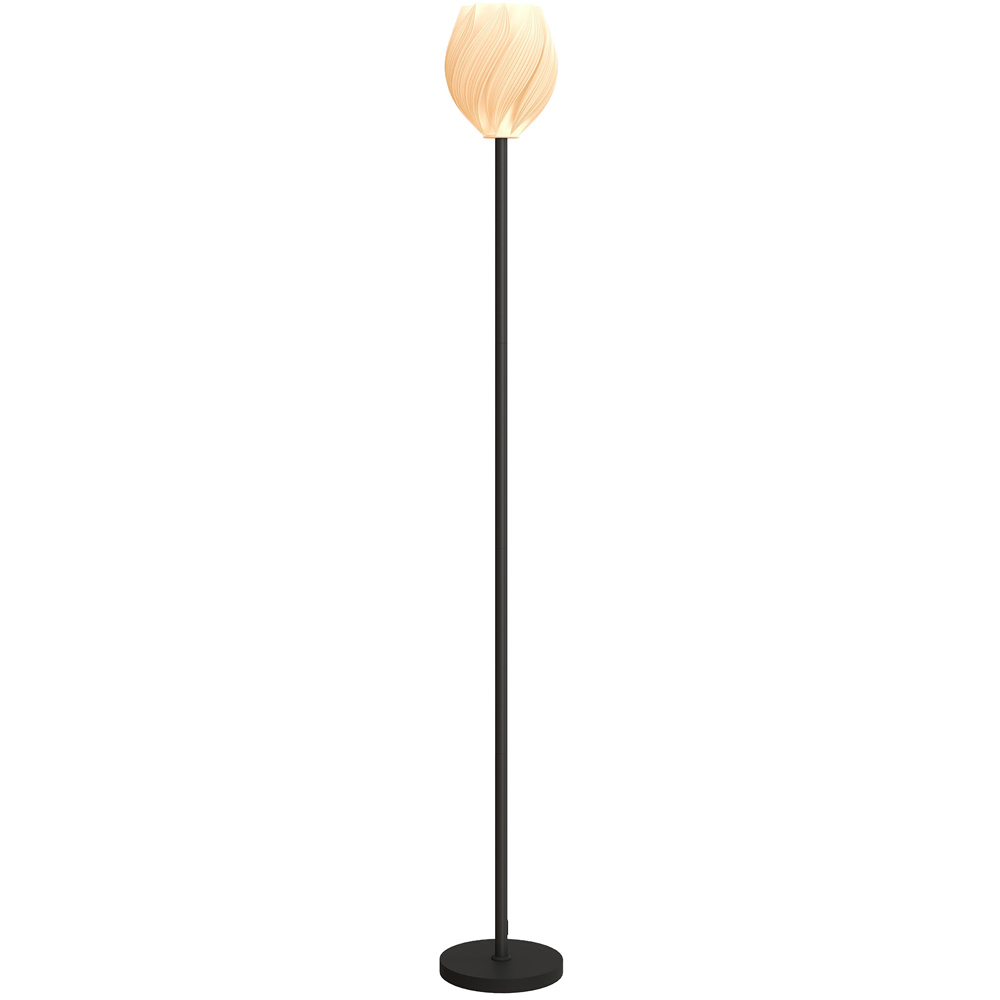 HOMCOM White 3D Printed Rose Shade Black Floor Lamp with E27 Holder Image 1