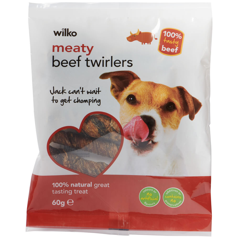 Wilko Dog Treats Meaty Beef Twirlers 60g Image 1