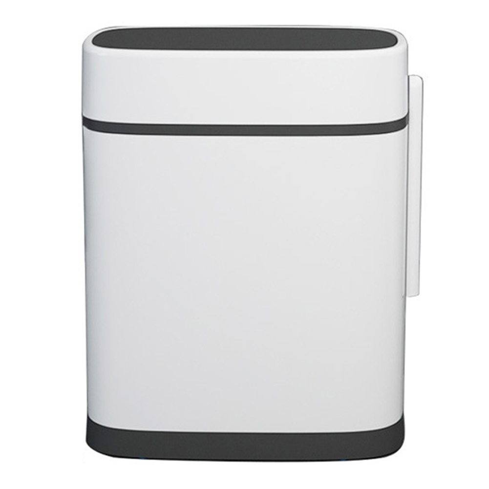 Living and Home Bathroom Slim Trash Can with Lid White 14L Image 3