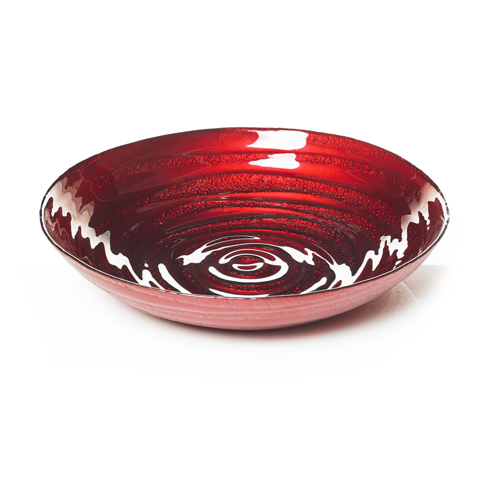 Wilko Red Swirl Glass Bowl Image