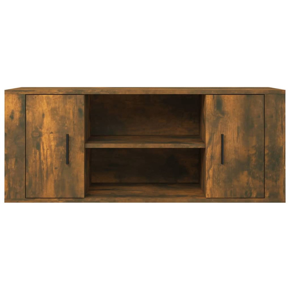 vidaXL 2 Door 2 Open Shelf Smoked Oak TV Cabinet Image 5