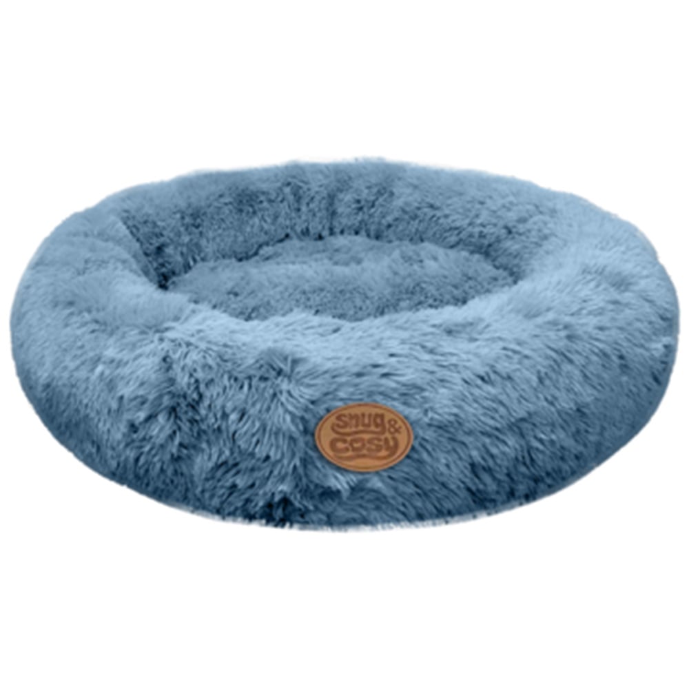 Snug & Cosy Small Donut Anxiety Relieving Blue Dog Bed Image 1