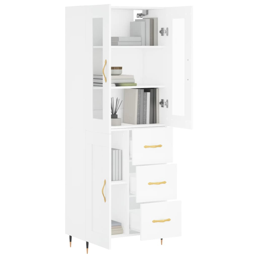 vidaXL 3 Door 3 Drawer White Highboard Image 3