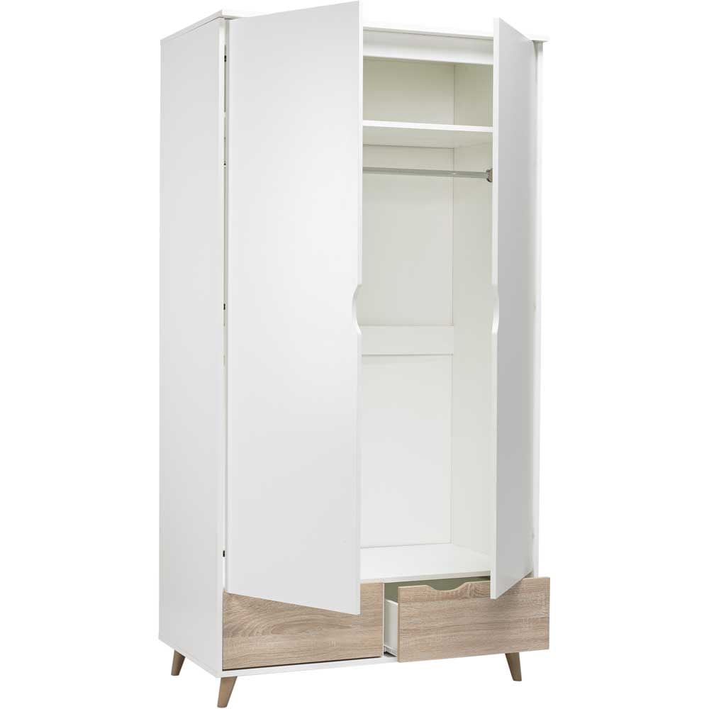 Stockholm 2 Door 2 Drawer Oak and White Wardrobe Image 3
