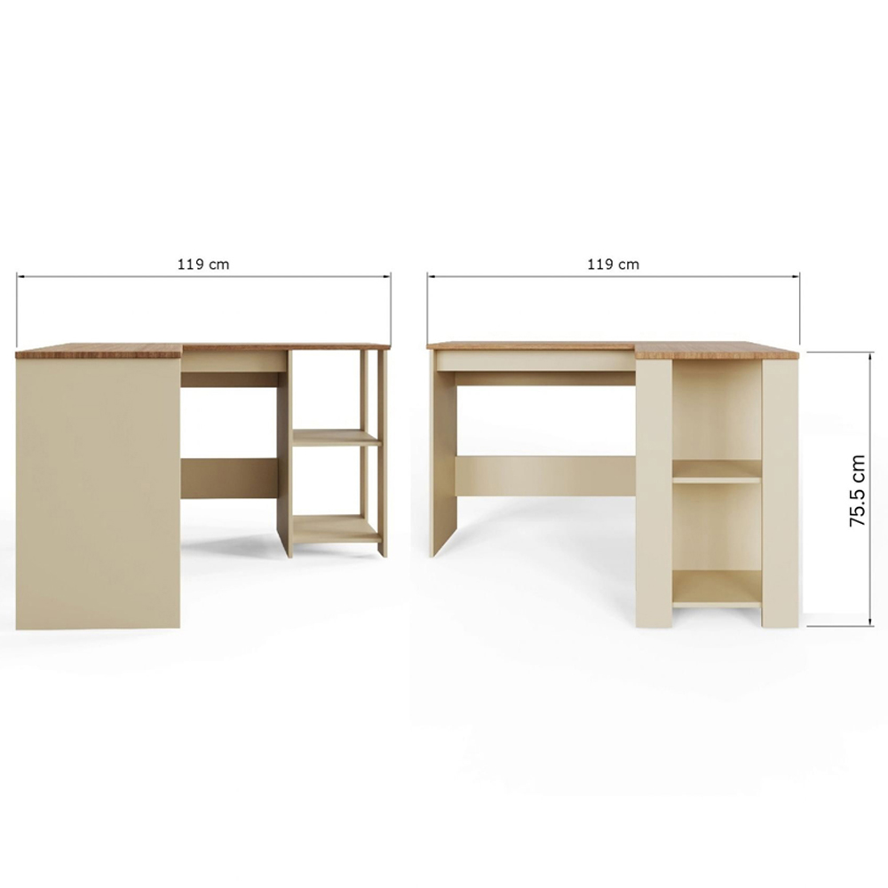 GFW Lancaster 2 Shelf Corner Computer Desk Cream Image 8