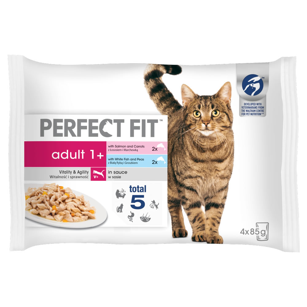 Perfect Fit Adult 1+ Fish Cat Food 4 x 85g Image 1