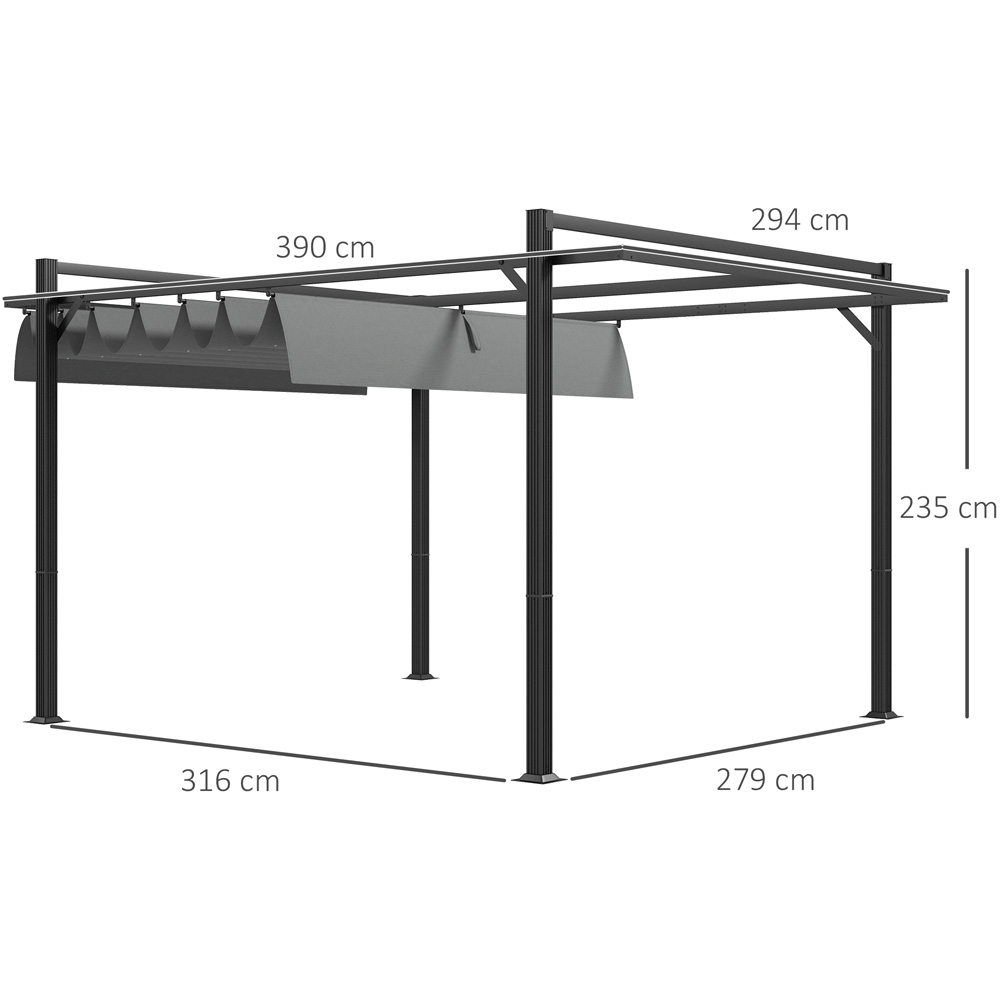 Outsunny 3 x 4m Dark Grey Aluminium Frame Retractable Garden Pergola Image 7