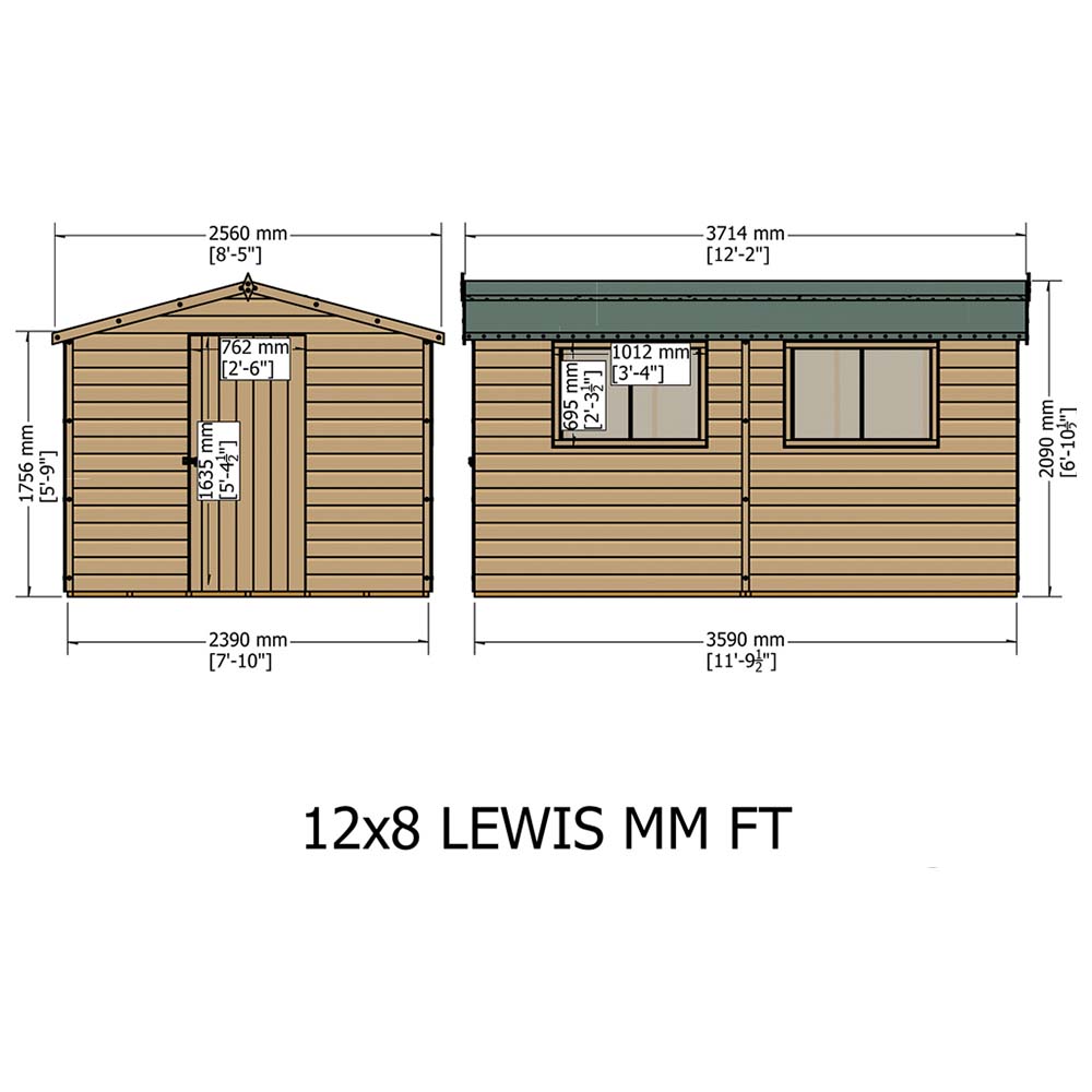 Shire Lewis 12 x 8ft Shiplap Shed Image 4