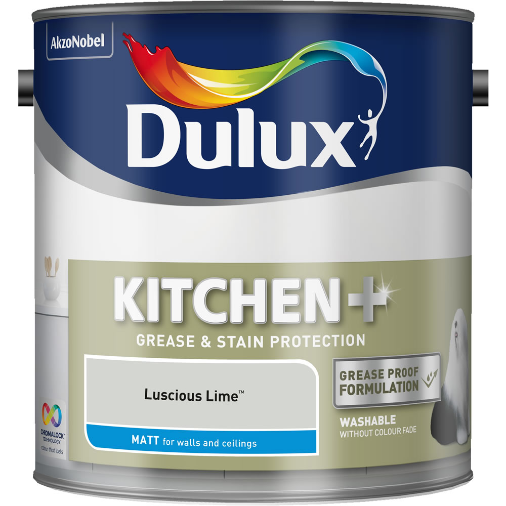 Dulux Kitchen+ Matt Emulsion Paint Luscious Lime 2.5L Image 1